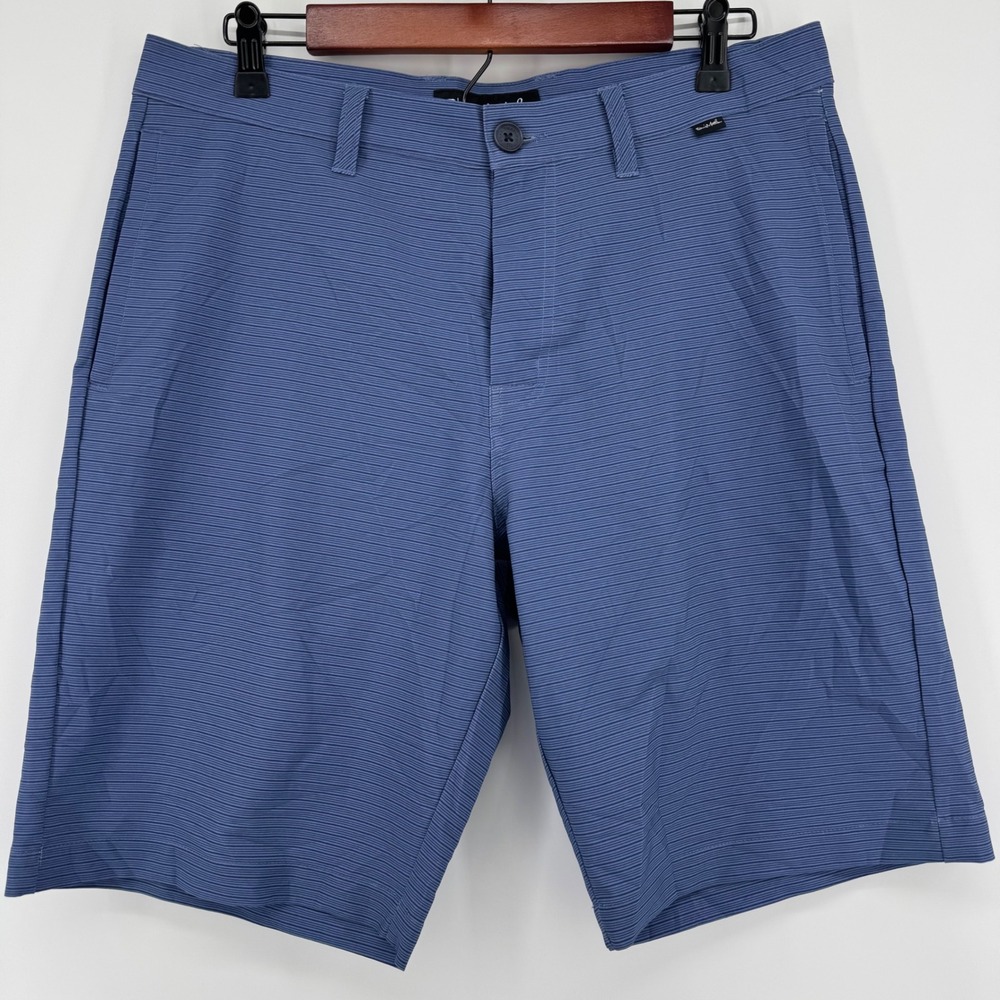 TravisMathew Golf Shorts Mens 32 Blue Micro Stripe Performance Stretch 1148